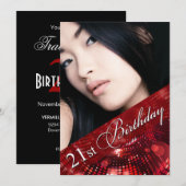 Invitation La magie allume la 21ème fille d'anniversaire de (Devant / Derrière)