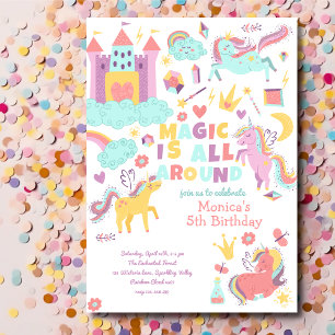 Invitation La magie de la licorne Pastel est autour de l'anni