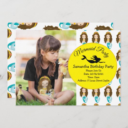 Invitation La magie d'une fête de sirène (Devant / Derrière)