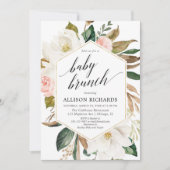Invitation La magnolia florale rougissent douche de brunch de (Devant)