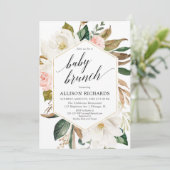 Invitation La magnolia florale rougissent douche de brunch de (Debout devant)