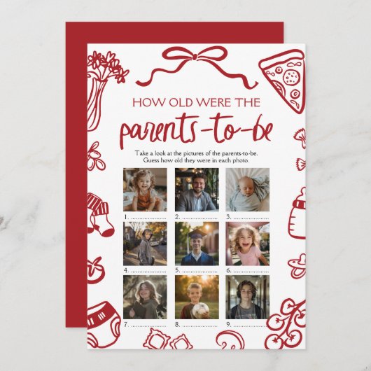 Invitation La Main Italienne A Dessiné L'Âge Du Jeu Des Paren (Devant / Derrière)