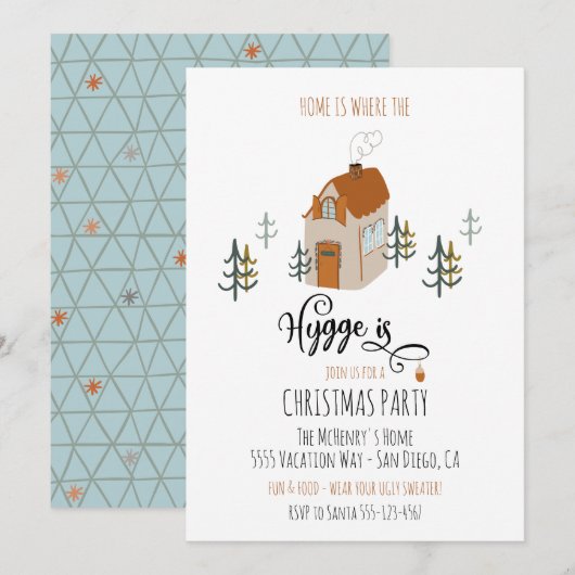 Invitation La maison est où l'Hygge est la fête de Noël (Devant / Derrière)