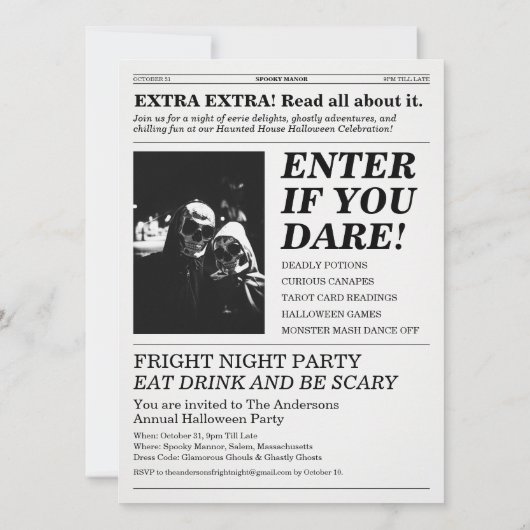 Invitation La Maison Hantée de la Soirée du Journal Hex Press (Dos)