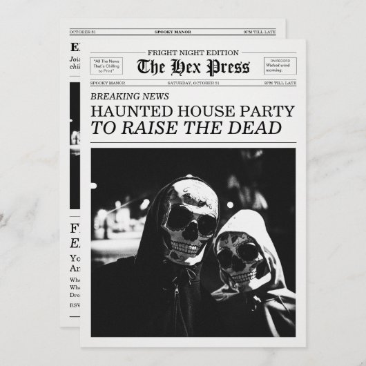 Invitation La Maison Hantée de la Soirée du Journal Hex Press (Devant / Derrière)