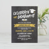 Invitation La Marche Cool Jaune Noire célèbre la fête d'obten (Debout devant)