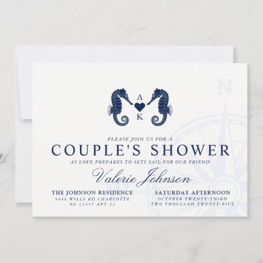 Invitation La Marée de l'amour | Douche à thème pour deux che (Devant)