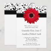 Invitation La marguerite rouge de Gerbera avec le Mariage de (Devant / Derrière)