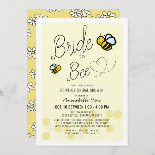 Invitation La mariée à l'abeille Fête de l'mariée jaune pâle