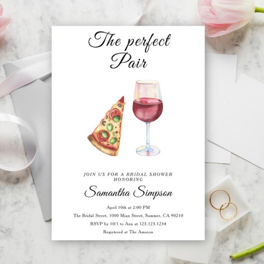 Invitation La Mariée au Vin et Pizza Parfaite