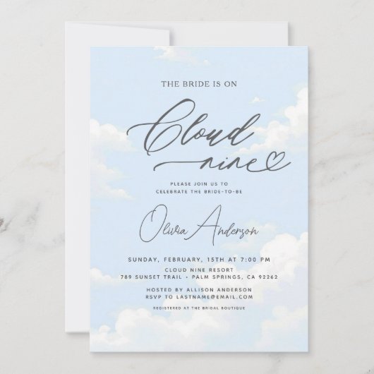 Invitation La Mariée Code QR est sur Cloud Neuf Fêtes des mar (Devant)