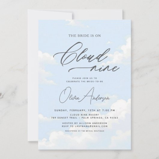 Invitation La Mariée Code QR est sur Cloud Neuf Fêtes des mar (Devant)
