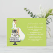 Invitation La mariée de Chartreuse sur le gâteau Mariage (Debout devant)