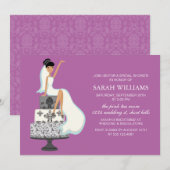 Invitation La mariée des orchidées au gâteau Mariage (Devant / Derrière)