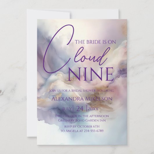 Invitation La Mariée Est Sur Cloud Neuf Bachelorette Week-End (Devant)