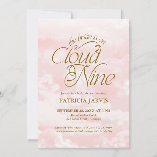 Invitation La mariée est sur un nuage QR Code Enterrement de (Devant)