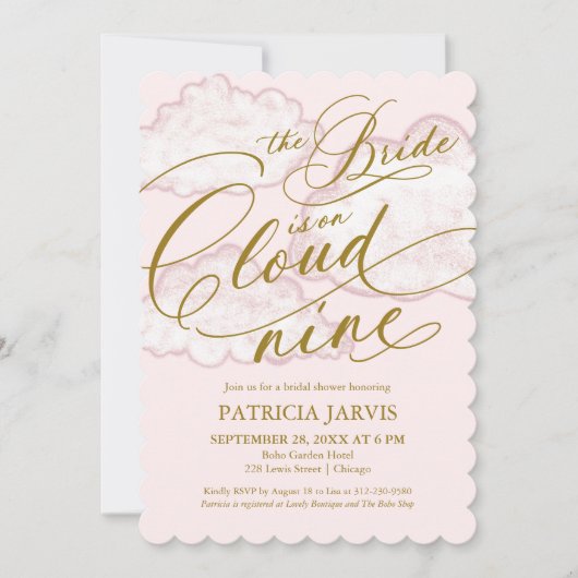 Invitation La mariée est sur un nuage QR Code Enterrement de (Devant)