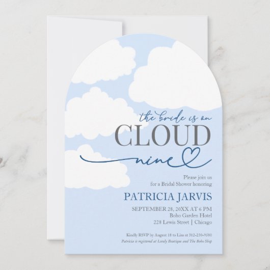 Invitation La mariée est sur un nuage QR Code Enterrement de (Devant)