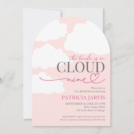 Invitation La mariée est sur un nuage QR Code Enterrement de  (Devant)
