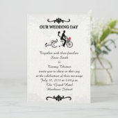 Invitation La mariée et la chambre sur le Mariage à bicyclett (Debout devant)