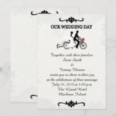 Invitation La mariée et la chambre sur le Mariage à bicyclett (Devant / Derrière)