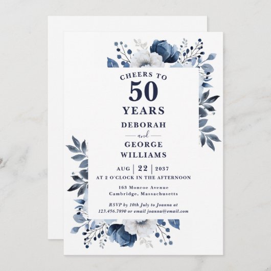 Invitation La Marine Accueille À 50 Anniversaire Mariage (Devant / Derrière)