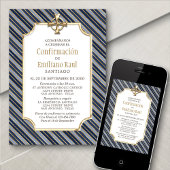 Invitation La Marine des Garçons Stripes Espagnol confirmatio