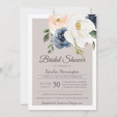 Invitation La marine grise de rose luxuriant de magnolia et (Devant)