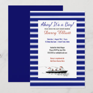 Invitation La Marine Nautique Stripes Ahoy C'est un Baby show