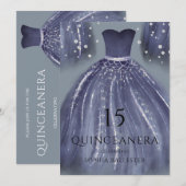 Invitation La Marine Sous La Robe De Sirène De Mer Quinceaner (Devant / Derrière)