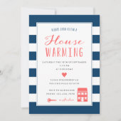 Invitation La Marine Stripes Coral House Party (Devant)