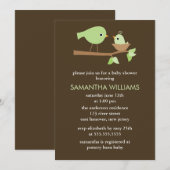 Invitation La mère verte et les bébés oiseaux dans un Baby sh (Devant / Derrière)