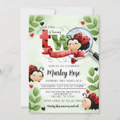 Invitation La mignonne Ladybug qui tourne DEUX fête d'anniver (Devant)