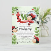 Invitation La mignonne Ladybug qui tourne DEUX fête d'anniver (Debout devant)