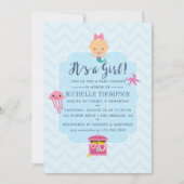 Invitation La mignonne sirène Chevron sous le Baby shower mar (Devant)