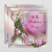 Invitation La mode chausse anniversaire de papillon de (Devant / Derrière)