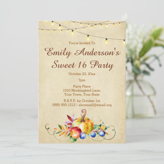 Invitation La moisson et les fruits 16 ans (Debout devant)