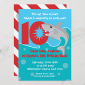 Invitation La morsure de requin invitent la 10ème fête (Devant / Derrière)