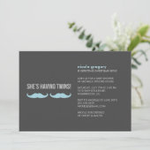 Invitation La moustache jumelle le baby shower (Debout devant)