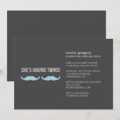 Invitation La moustache jumelle le baby shower (Devant / Derrière)