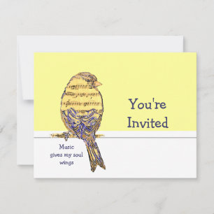 Invitation La musique donne mes ailes d'âme Bird Party