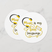Invitation La musique est ma langue d'amour phrase romantique (Devant / Derrière)