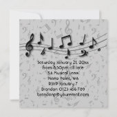 Invitation La musique noire et grise note la partie (Dos)