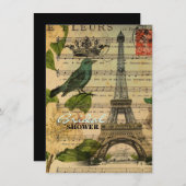 Invitation la musique note Tour Eiffel botanique français de (Devant / Derrière)