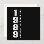 Invitation La naissance des légendes 1989 31 st Cadeau d'anni (Devant / Derrière)