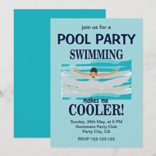 Invitation La natation me rend plus cool Fête de piscine (Devant / Derrière)