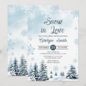 Invitation La neige en amour Hiver Fête des mariées des floco (Devant / Derrière)