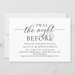 Invitation La Nuit Avant, Dîner de Répétition de Mariage Mode
