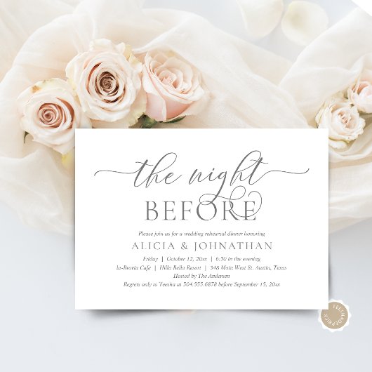 Invitation La Nuit Avant, Dîner de Répétition de Mariage Mode