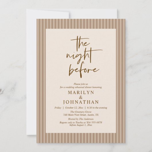 Invitation La nuit avant la répétition classique du Mariage n (Devant)